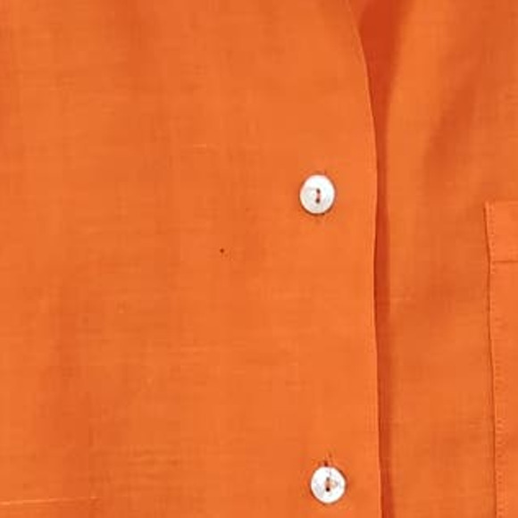 NWT Comfort + Relax Orange 100% Linen Short Sleeve Button up Women's Top M - Picture 10 of 10